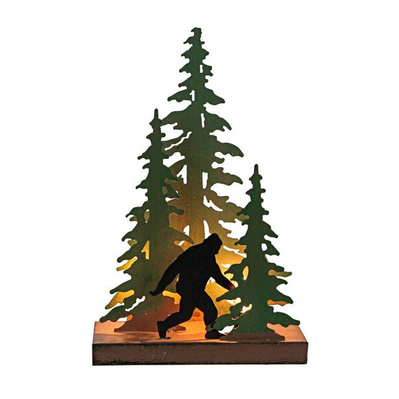 Rustic Metal Bigfoot Forest Stroll Accent Lamp Decorative Sasquatch Home Decor - Picture 1 of 10